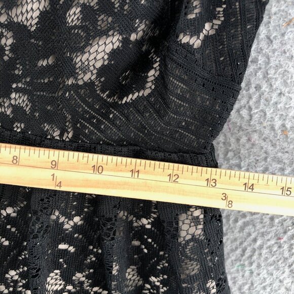Free People Dress Women 2 Black Mini Fit & Flare Pleated Lace Overlay Sleeveless - Picture 8 of 10